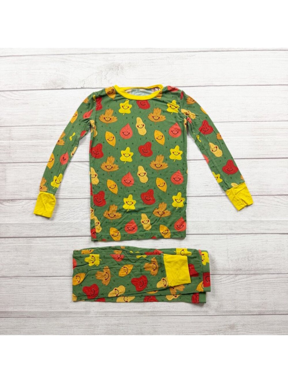 Kiki + Lulu Kids Fall Leaves Pajama Set Viscose Bamboo Blend 7-8